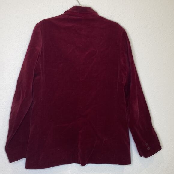 Vintage Partners By Mervyn’s Burgundy Velour Blazer Botton Closure Sz 12 Cotton - Picture 4 of 11